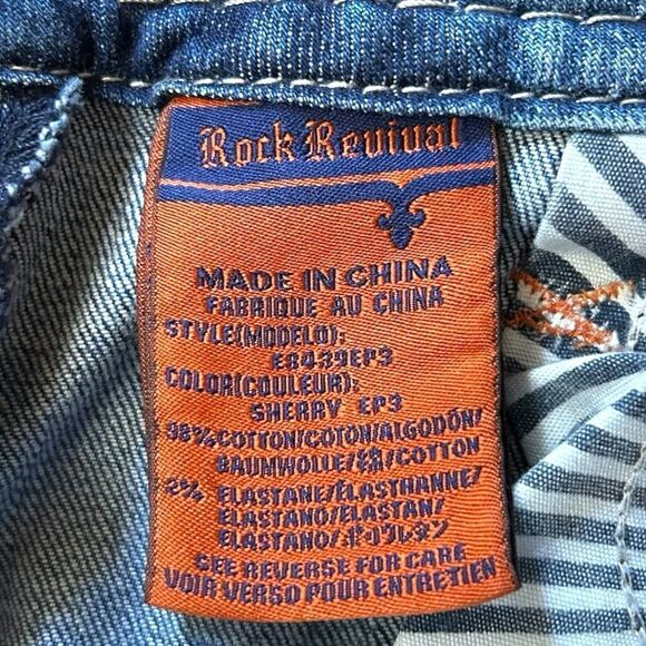 Rock Revival Sherry Easy Capri Distressed Stretch Denim Cropped Cuffed Jeans 26 - Picture 6 of 8